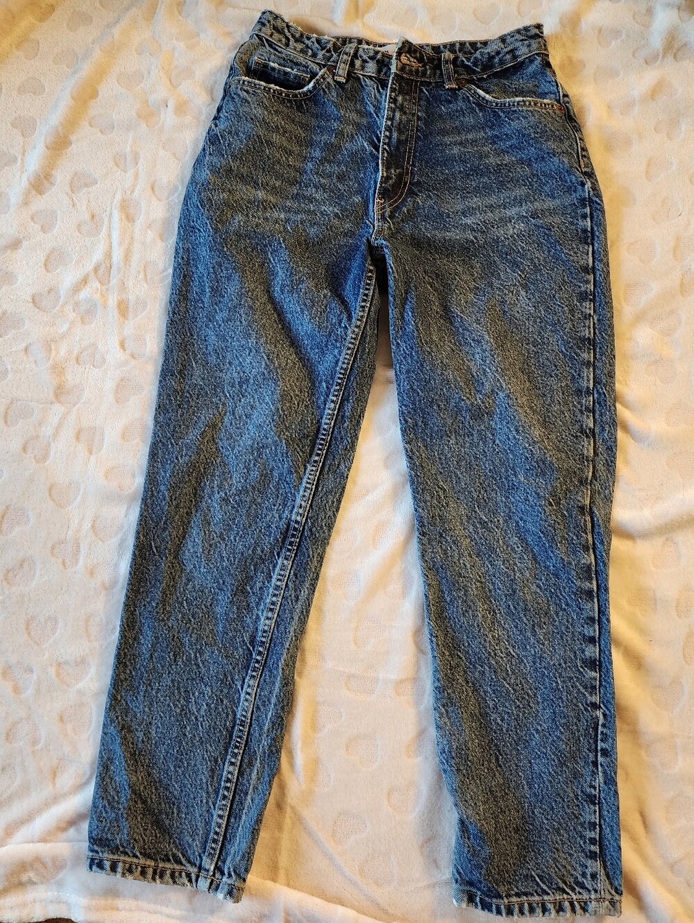 Zara Premium Denim High Rise Mom Jeans Blue Acid Wash Size 6Zara Z1975 Blue Acid